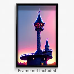 Pixel Art Poster - Upbeat Turret (8 Bit Psychedelic Trippy Video Game Print)