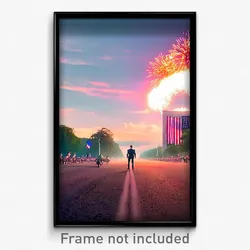 Pixel Art Poster - Uneven Independence Day (8 Bit Psychedelic Video Game Print)