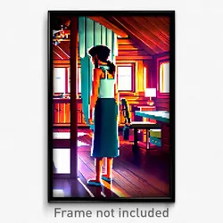 Pixel Art Poster - Accomplished Cabin (8 Bit Psychedelic Video Game Print)