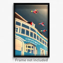 Pixel Art Poster - Flying Copenhagen (8 Bit Psychedelic Trippy Video Game Print)