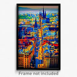 Pixel Art Poster - Majestic European City (8 Bit Psychedelic Video Game Print)