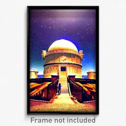 Pixel Art Poster - Quaint Observatory (8 Bit Psychedelic Video Game Print)