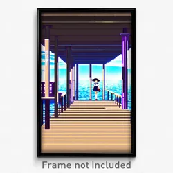 Pixel Art Poster - Anime Like Pier (8 Bit Psychedelic Trippy Video Game Print)