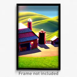 Pixel Art Poster - Droopy Farm (8 Bit Psychedelic Trippy Weird Video Game Print)