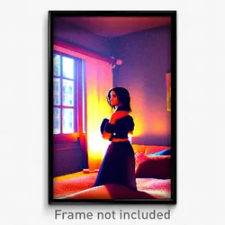 Pixel Art Poster - Warm Bedroom (8 Bit Psychedelic Trippy Video Game Print)