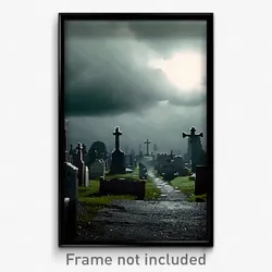 Pixel Art Poster - Gloomy Graveyard (8 Bit Psychedelic Trippy Video Game Print)
