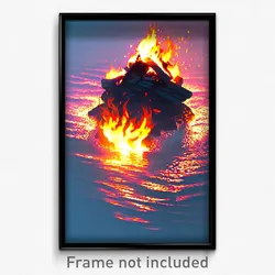 Pixel Art Poster - Watery Fire (8 Bit Psychedelic Trippy Weird Video Game Print)