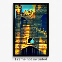 Pixel Art Poster - Superb Battlements (8 Bit Psychedelic Video Game Print)