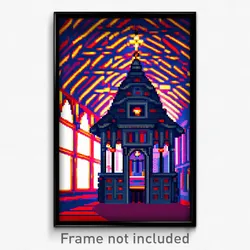 Pixel Art Poster - Fancy Nunnery (8 Bit Psychedelic Trippy Video Game Print)