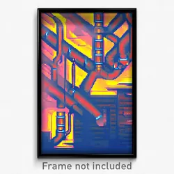 Pixel Art Poster - Smoggy Pipes (8 Bit Psychedelic Trippy Video Game Print)