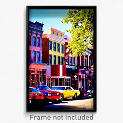 Pixel Art Poster - Nice American Town (8 Bit Psychedelic Video Game Print)