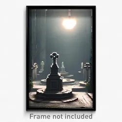Pixel Art Poster - Dreary Ossuary (8 Bit Psychedelic Trippy Video Game Print)
