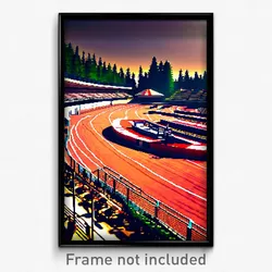 Pixel Art Poster - Evergreen Racetrack (8 Bit Psychedelic Video Game Print)