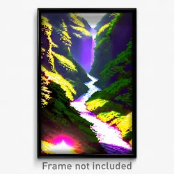 Pixel Art Poster - Flickering Ravine (8 Bit Psychedelic Trippy Video Game Print)