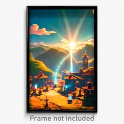 Pixel Art Poster - Heavenly Settlement (8 Bit Psychedelic Video Game Print)