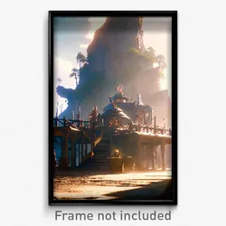 Pixel Art Poster - Stunning Outpost (8 Bit Psychedelic Trippy Video Game Print)
