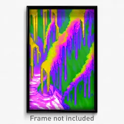 Pixel Art Poster - Glitchy Falls (8 Bit Psychedelic Trippy Video Game Print)
