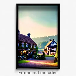 Pixel Art Poster - Bustling Cottage (8 Bit Psychedelic Trippy Video Game Print)