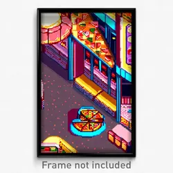 Pixel Art Poster - Different Pizza Shop (8 Bit Psychedelic Video Game Print)