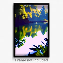 Pixel Art Poster - Reflecting Glade (8 Bit Psychedelic Trippy Video Game Print)