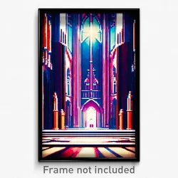 Pixel Art Poster - Neat Cathedral (8 Bit Psychedelic Trippy Video Game Print)