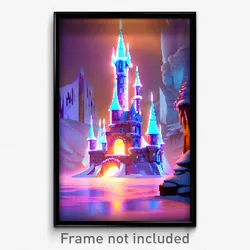 Pixel Art Poster - Frozen Castle (8 Bit Psychedelic Trippy Video Game Print)