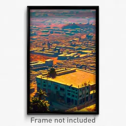 Pixel Art Poster - Dry City (8 Bit Psychedelic Trippy Weird Video Game Print)