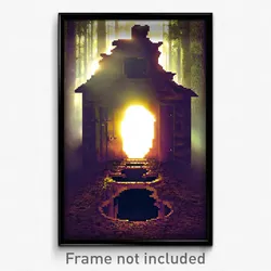 Pixel Art Poster - Haunted Bolt Hole (8 Bit Psychedelic Trippy Video Game Print)