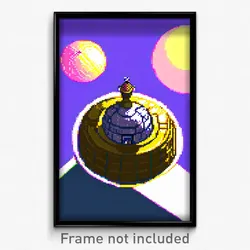 Pixel Art Poster - Spherical Courthouse (8 Bit Psychedelic Video Game Print)