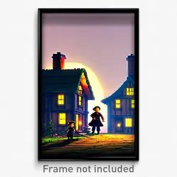 Pixel Art Poster - Animated Manse (8 Bit Psychedelic Trippy Video Game Print)