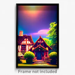 Pixel Art Poster - Noted Cottage (8 Bit Psychedelic Trippy Video Game Print)