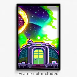 Pixel Art Poster - Slimy Observatory (8 Bit Psychedelic Trippy Video Game Print)
