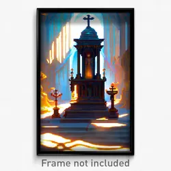 Pixel Art Poster - Artistic Sepulchre (8 Bit Psychedelic Video Game Print)