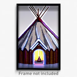 Pixel Art Poster - Cultured Wigwam (8 Bit Psychedelic Trippy Video Game Print)