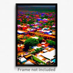 Pixel Art Poster - Heavenly Mexican City (8 Bit Psychedelic Video Game Print)