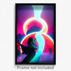 Pixel Art Poster - Curvy Dreamscape (8 Bit Psychedelic Trippy Video Game Print)