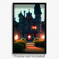 Pixel Art Poster - Creepy Manor (8 Bit Psychedelic Trippy Video Game Print)