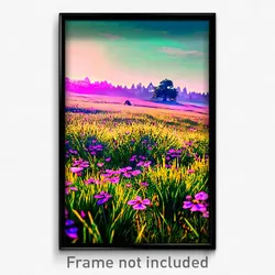 Pixel Art Poster - Secret Meadow (8 Bit Psychedelic Trippy Video Game Print)