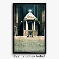 Pixel Art Poster - Concrete Mausoleum (8 Bit Psychedelic Video Game Print)