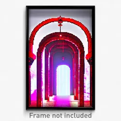 Pixel Art Poster - Red Arch (8 Bit Psychedelic Trippy Weird Video Game Print)