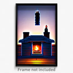 Pixel Art Poster - Hidden Chimney (8 Bit Psychedelic Trippy Video Game Print)
