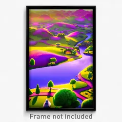 Pixel Art Poster - Quirky Landscape (8 Bit Psychedelic Trippy Video Game Print)