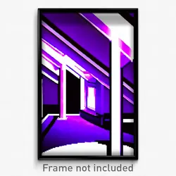 Pixel Art Poster - Violet Attic (8 Bit Psychedelic Trippy Video Game Print)