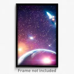 Pixel Art Poster - Buzzing Outer Space (8 Bit Psychedelic Video Game Print)