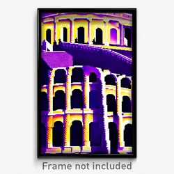 Pixel Art Poster - Violet Colosseum (8 Bit Psychedelic Trippy Video Game Print)