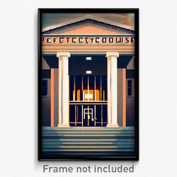 Pixel Art Poster - Perfect Courthouse (8 Bit Psychedelic Video Game Print)