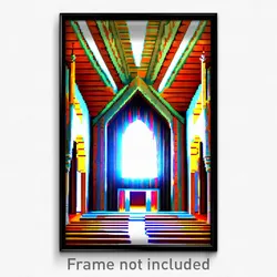 Pixel Art Poster - Wooden Nave (8 Bit Psychedelic Trippy Weird Video Game Print)