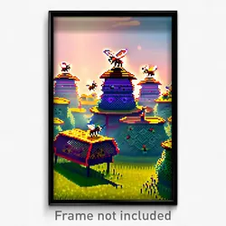 Pixel Art Poster - Animated Apiary (8 Bit Psychedelic Trippy Video Game Print)