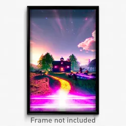 Pixel Art Poster - Crazy Homestead (8 Bit Psychedelic Trippy Video Game Print)
