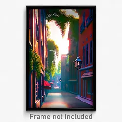 Pixel Art Poster - Small Thoroughfare (8 Bit Psychedelic Video Game Print)